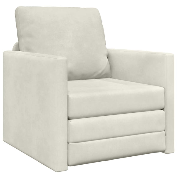 Creme Samt Schlafsofa 74x77x81cm