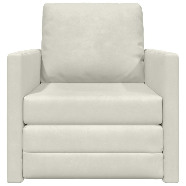 Creme Samt Schlafsofa 74x77x81cm
