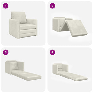 Creme Samt Schlafsofa 74x77x81cm