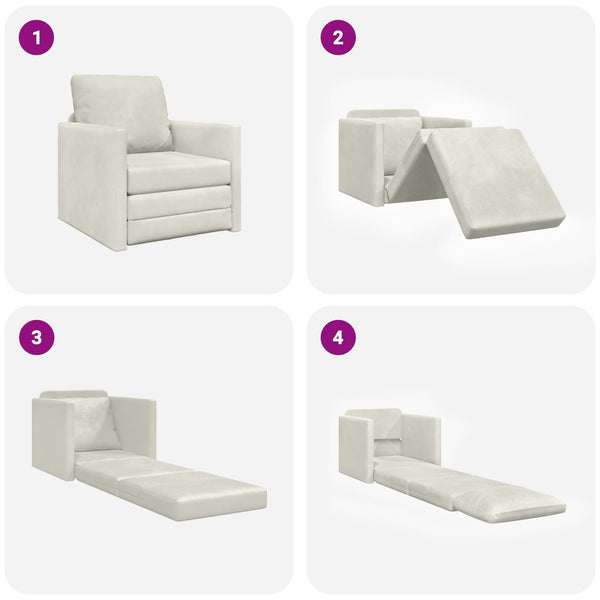 Creme Samt Schlafsofa 74x77x81cm