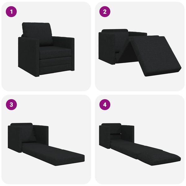 Schlafsofa Schwarz Stoff 74x81cm
