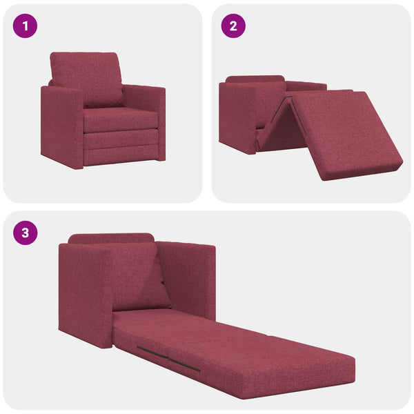 Weinrotes Schlafsofa Stoff 74x77x81cm
