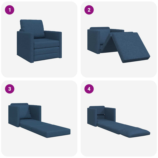 Blaues Schlafsofa Stoff 74x77x81cm