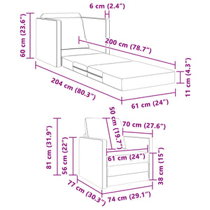 Blaues Schlafsofa Stoff 74x77x81cm