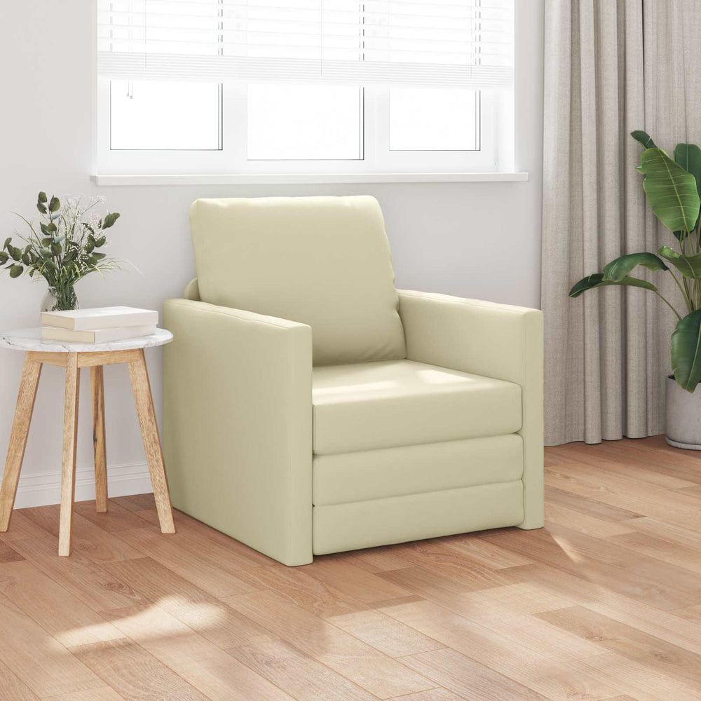 Schlafsofa 60cm Creme Kunstleder
