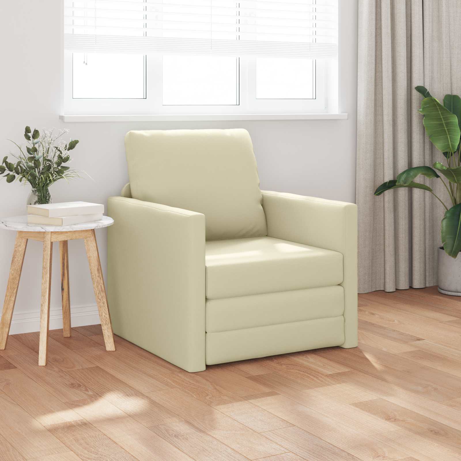 vidaXL Canapé-lit 60 cm Crème Similicuir
