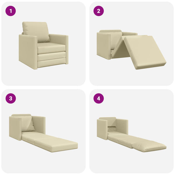 vidaXL Canapé-lit 60 cm Crème Similicuir