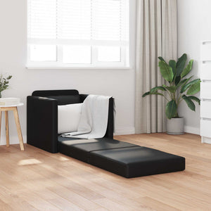 Schlafsofa 60cm Schwarz Kunstleder