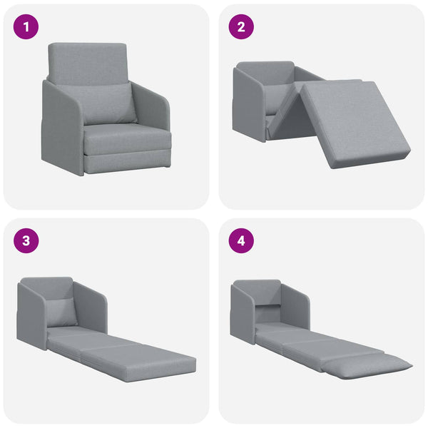 Schlafsofa Hellgrau Stoff 65x80x83cm
