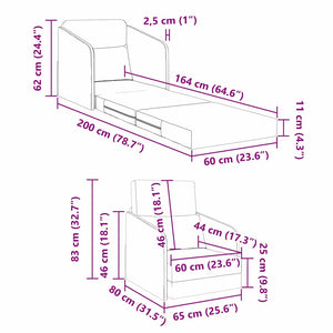 Schlafsofa Dunkelgrau Stoff 65x80x83cm