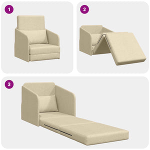 Schlafsofa Creme Stoff 65x80x83 cm