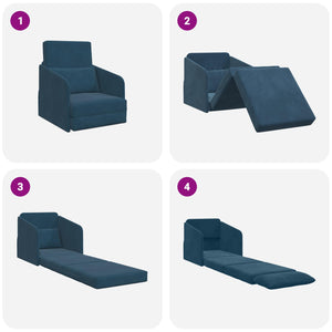 Blaues Samt Schlafsofa 65x80x83cm