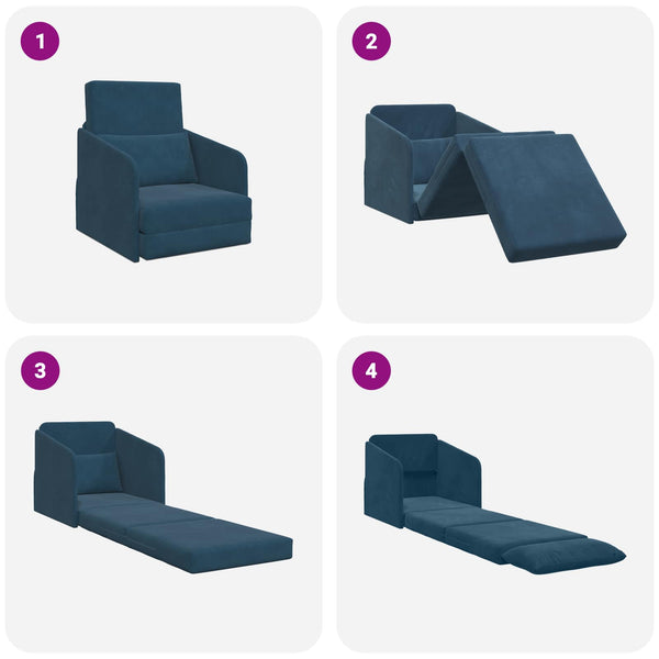 Blaues Samt Schlafsofa 65x80x83cm