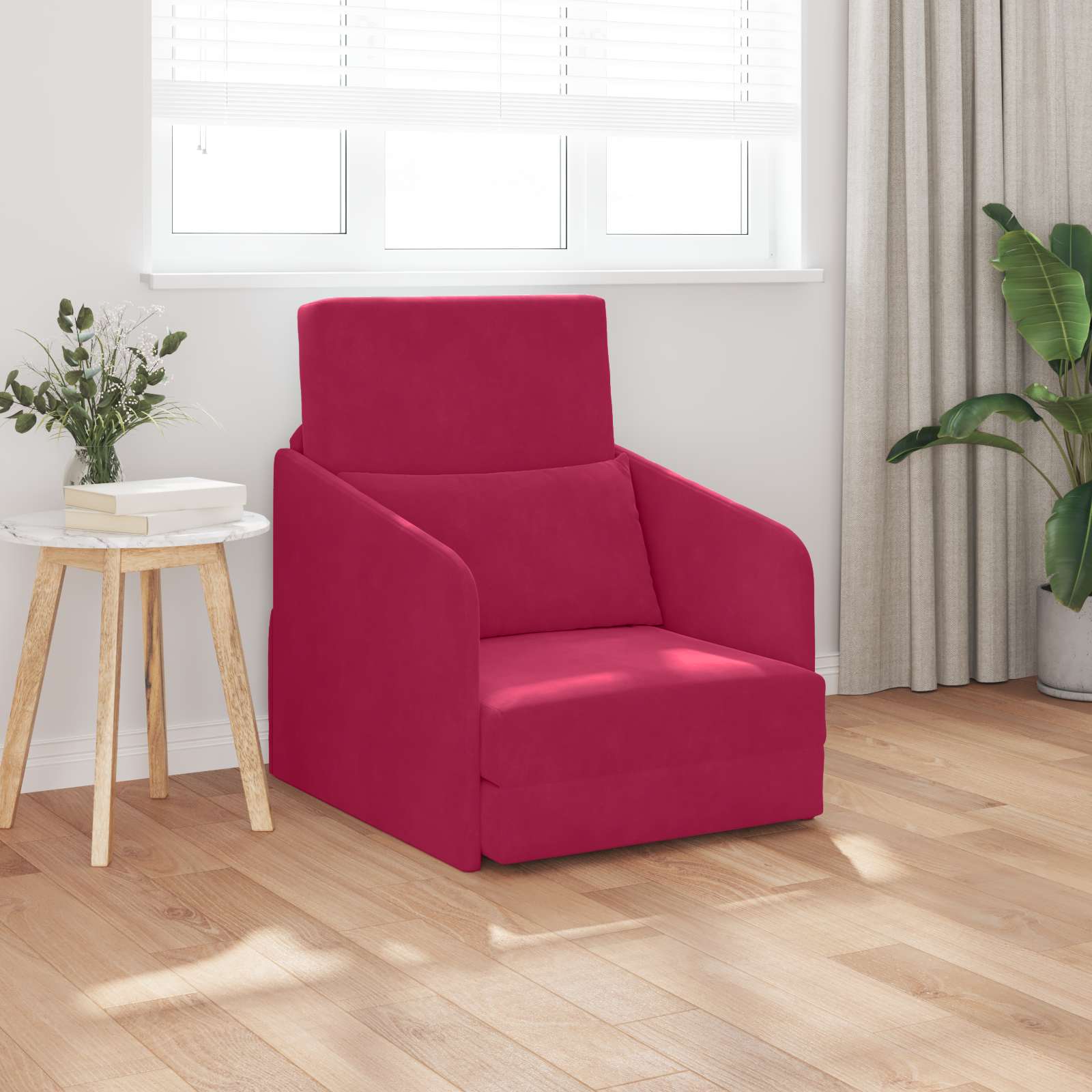 Weinrotes Schlafsofa Samt 65x80x83cm