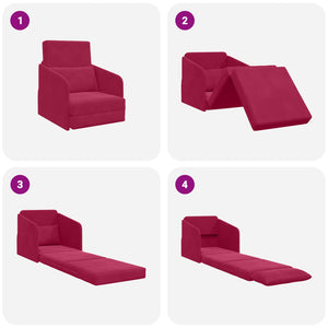 Weinrotes Schlafsofa Samt 65x80x83cm