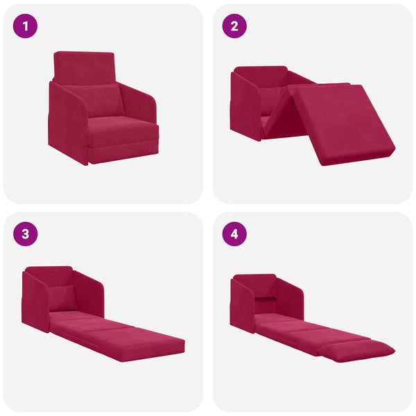 Weinrotes Schlafsofa Samt 65x80x83cm