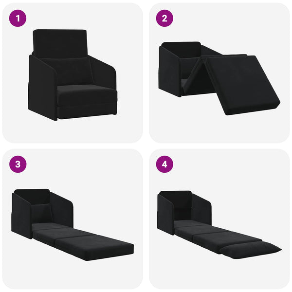 Schwarzes Samt Schlafsofa 65x80x83cm