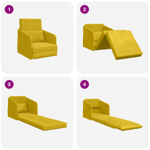 Gelbes Schlafsofa Samt 65x80x83cm