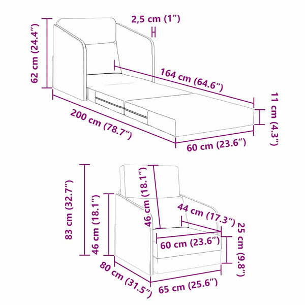 Gelbes Schlafsofa Samt 65x80x83cm