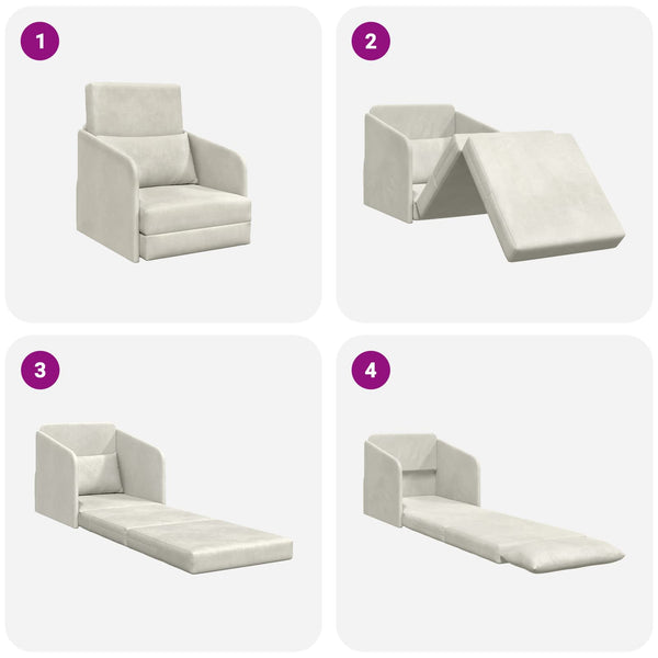Schlafsofa Creme Samt 65x80x83cm