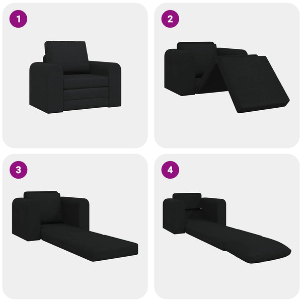 Schwarzes Schlafsofa Stoff 98 cm
