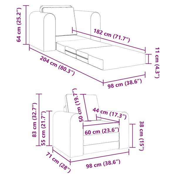 Schwarzes Schlafsofa Stoff 98 cm