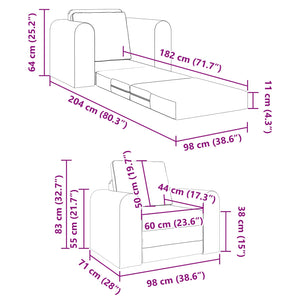 Schlafsofa Creme Stoff 98 cm