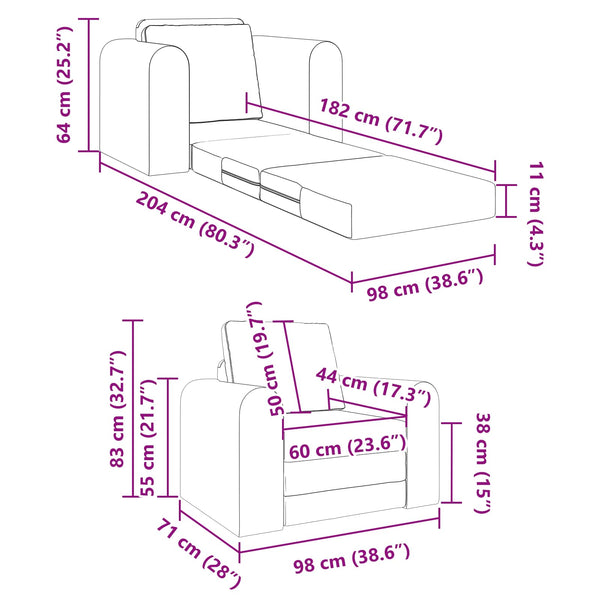 Blaues Schlafsofa Stoff 98 cm