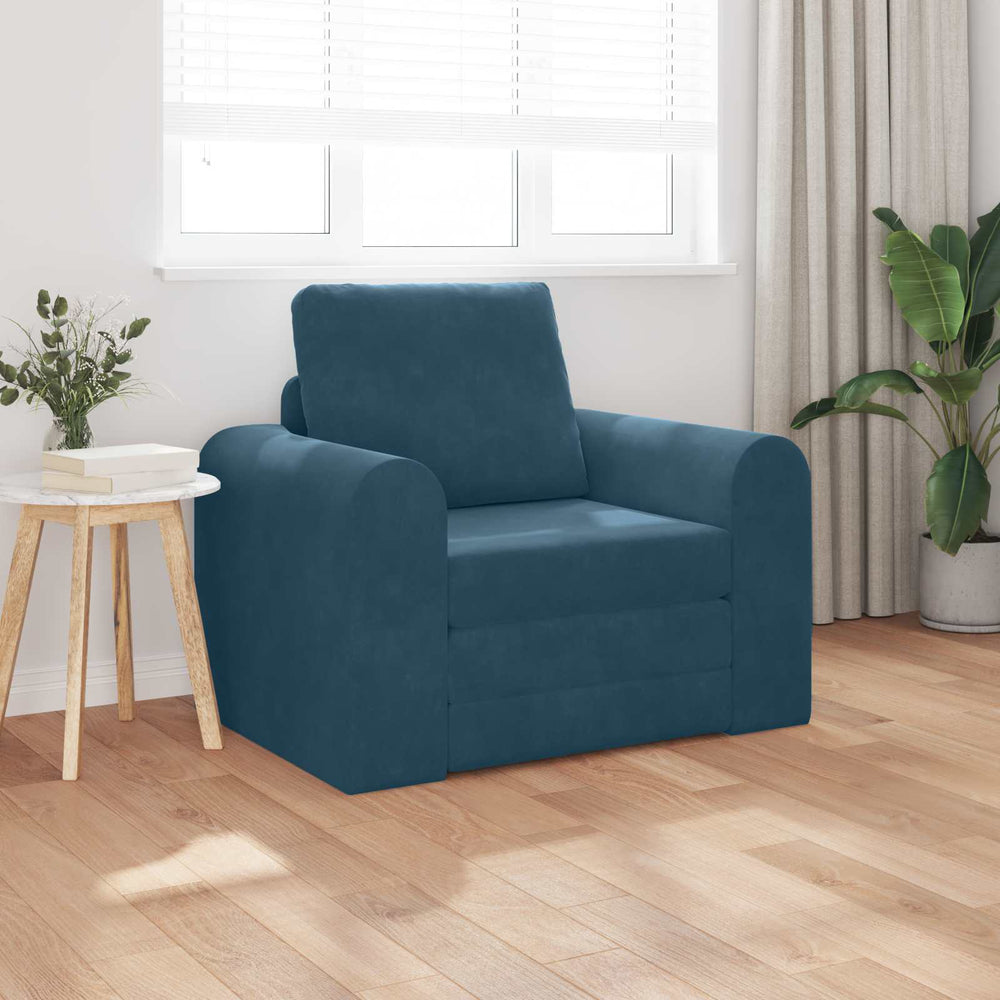 Blaues Schlafsofa Samt 98 cm