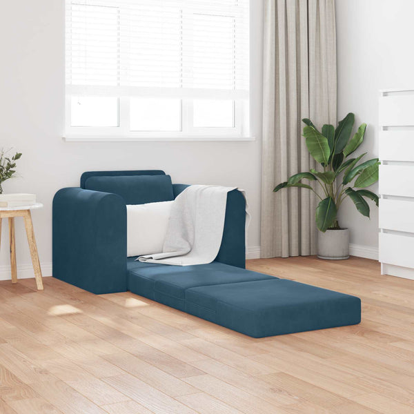 Blaues Schlafsofa Samt 98 cm