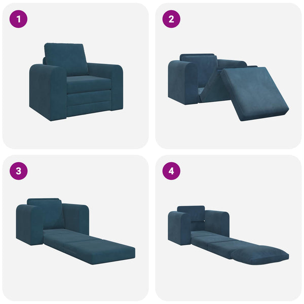 Blaues Schlafsofa Samt 98 cm