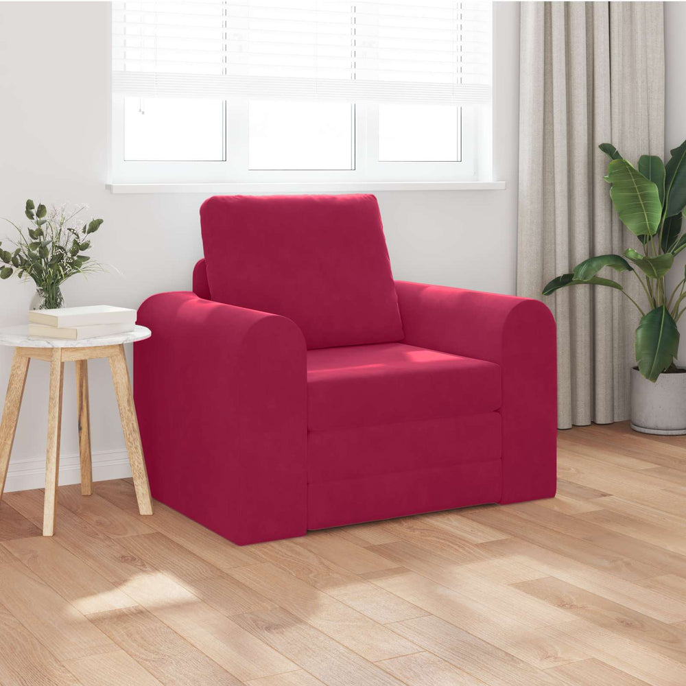 Weinrotes Schlafsofa Samt 98 cm
