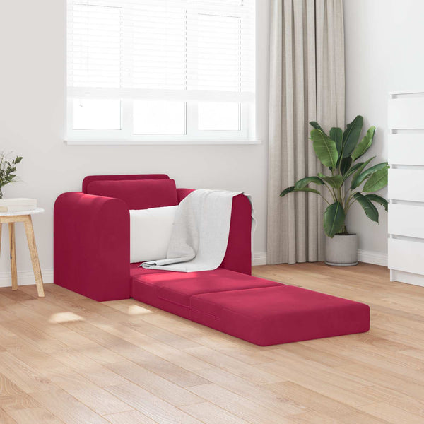 Weinrotes Schlafsofa Samt 98 cm