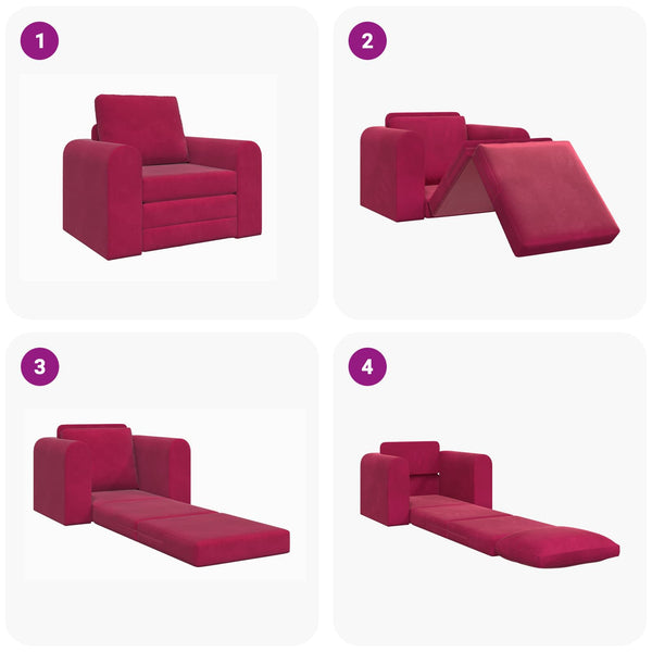 Weinrotes Schlafsofa Samt 98 cm