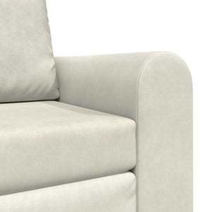 Creme Samt Schlafsofa 98 cm