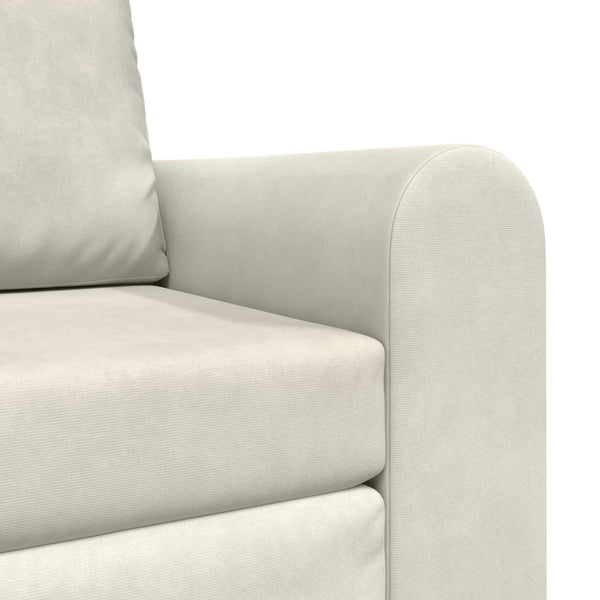 Creme Samt Schlafsofa 98 cm