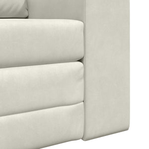 Creme Samt Schlafsofa 98 cm