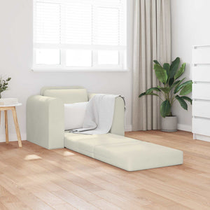 Creme Samt Schlafsofa 98 cm