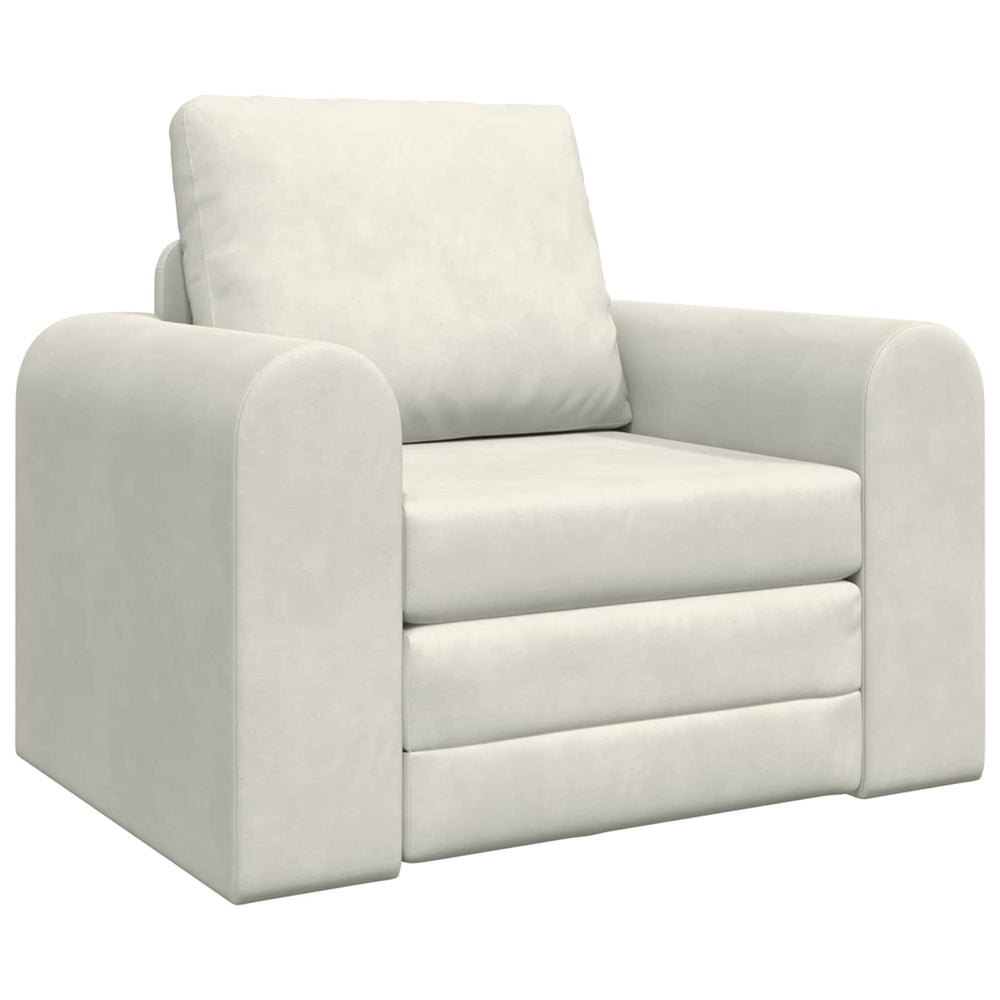 Creme Samt Schlafsofa 98 cm