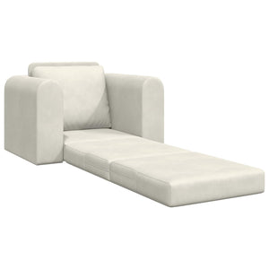 Creme Samt Schlafsofa 98 cm