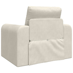 Creme Samt Schlafsofa 98 cm