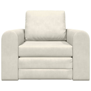 Creme Samt Schlafsofa 98 cm