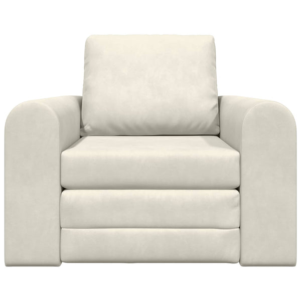Creme Samt Schlafsofa 98 cm