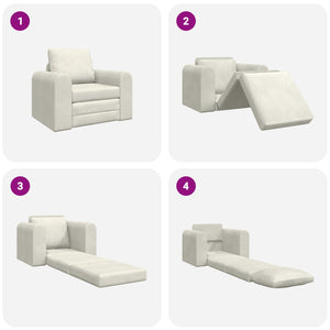 Creme Samt Schlafsofa 98 cm