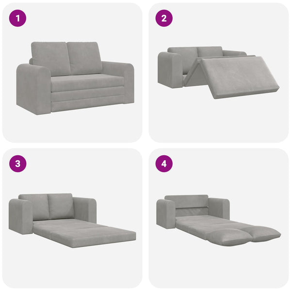 Schlafsofa Hellgrau Samt 148 cm