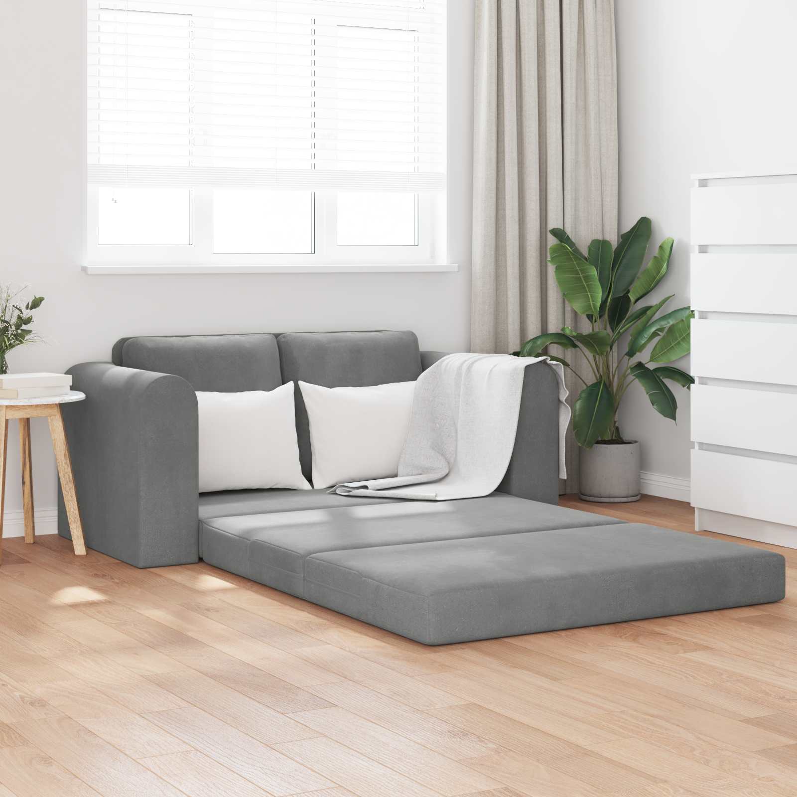 Schlafsofa Dunkelgrau Samt 148cm