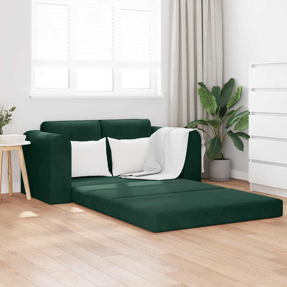 Dunkelgrünes Samt Schlafsofa 148 cm