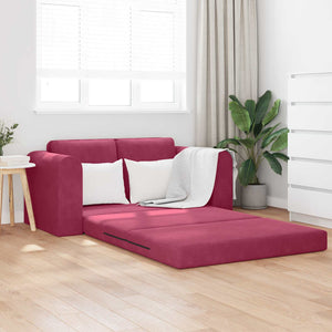 Weinrotes Samt Schlafsofa 148 cm