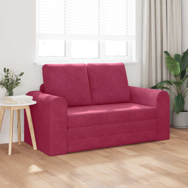 Weinrotes Samt Schlafsofa 148 cm