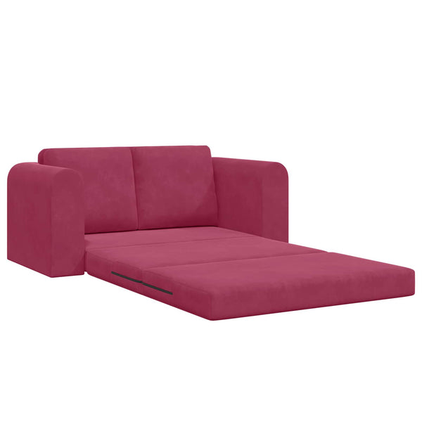 Weinrotes Samt Schlafsofa 148 cm